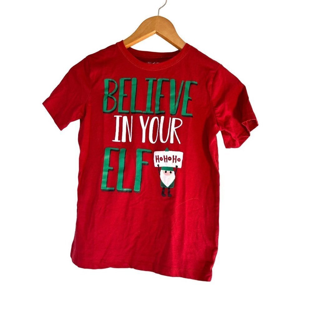 North Pole Trading Co Girls Top Christmas Graphic Tee  Red/Green/White Size M 10
